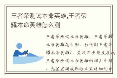 侧王者荣耀的本命英雄,王者荣耀中的本命英雄测试-第7张图片-无暮网 侧王者荣耀的本命英雄,王者荣耀中的本命英雄测试-第7张图片-无暮网
