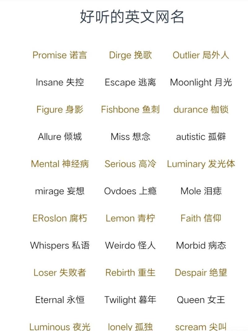 王者名字大全女孩好听霸气英文(好听的王者名字女生霸气英文)-第3张图片-无暮网 王者名字大全女孩好听霸气英文(好听的王者名字女生霸气英文)-第3张图片-无暮网