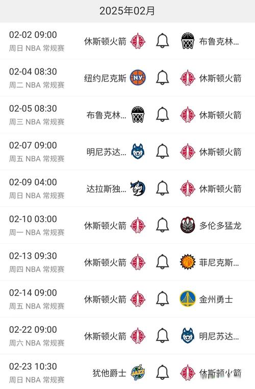 火箭队最新赛程表nba,nba火箭队赛况
